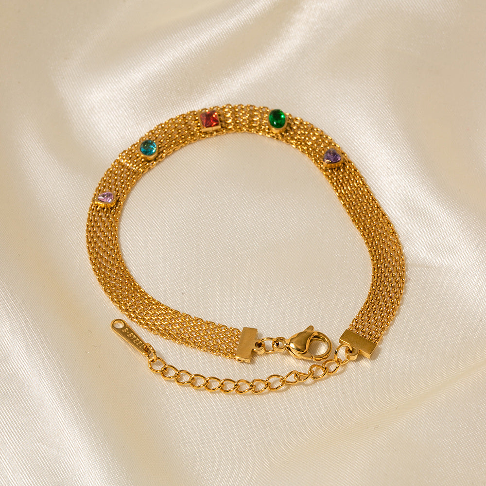 Gemas de colores al por mayor Pulsera de acero inoxidable